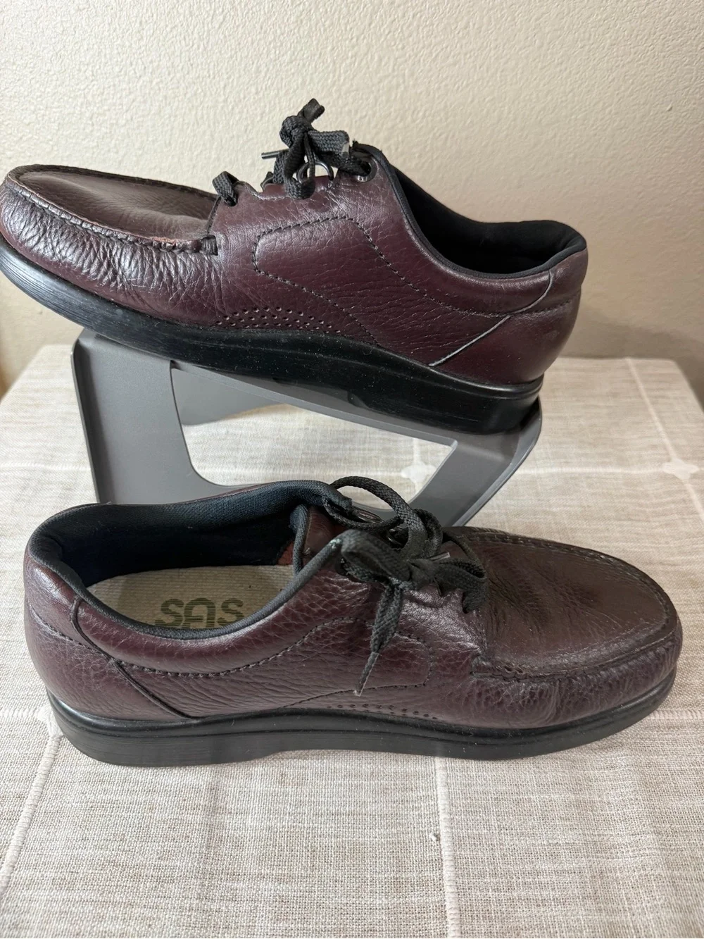 SAS Bout Time Mulch Men's Size 10.5 W Brown Leather Walking Support Lace Up Shoe